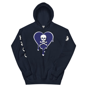 Skull Navy Heart Drips Unisex Hoodie