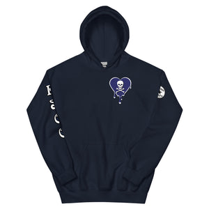 Skull Navy Heart Drips Unisex Hoodie