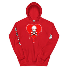 Load image into Gallery viewer, Skull Red Heart Drips Unisex Hoodie
