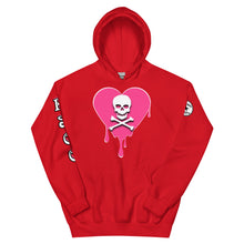 Load image into Gallery viewer, Skull Pink Heart Drips Unisex Hoodie

