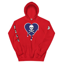 Load image into Gallery viewer, Skull Navy Heart Drips Unisex Hoodie
