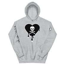 Load image into Gallery viewer, Skull Heart Drips BW Unisex Hoodie
