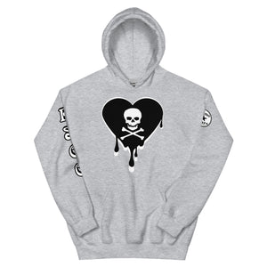 Skull Heart Drips BW Unisex Hoodie