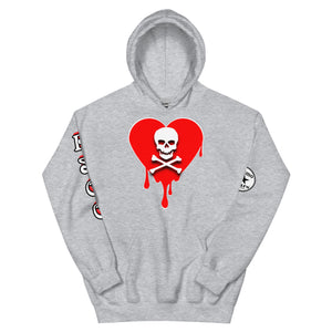Skull Red Heart Drips Unisex Hoodie
