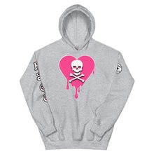 Load image into Gallery viewer, Skull Pink Heart Drips Unisex Hoodie
