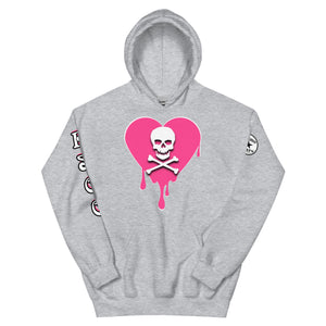 Skull Pink Heart Drips Unisex Hoodie
