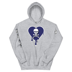Skull Navy Heart Drips Unisex Hoodie