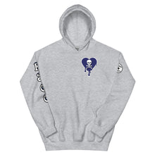 Load image into Gallery viewer, Skull Navy Heart Drips Unisex Hoodie

