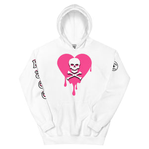 Skull Pink Heart Drips Unisex Hoodie