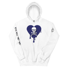 Load image into Gallery viewer, Skull Navy Heart Drips Unisex Hoodie
