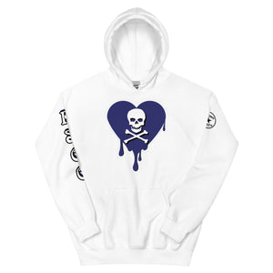 Skull Navy Heart Drips Unisex Hoodie