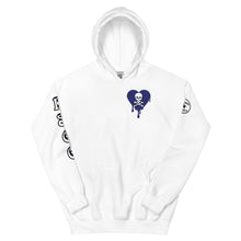 Load image into Gallery viewer, Skull Navy Heart Drips Unisex Hoodie
