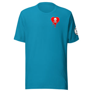 Skull Red Heart Drips chest Unisex t-shirt