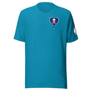 Skull navy heart drips chest  Unisex t-shirt