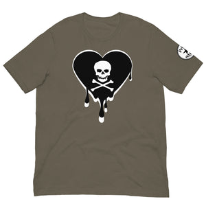 Skull Heart Drips BW Unisex t-shirt