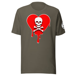 Skull Red Heart Drips Unisex t-shirt