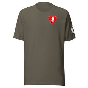 Skull Red Heart Drips chest Unisex t-shirt