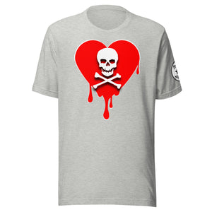 Skull Red Heart Drips Unisex t-shirt