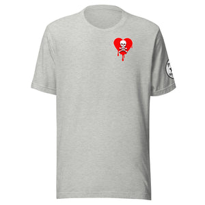 Skull Red Heart Drips chest Unisex t-shirt
