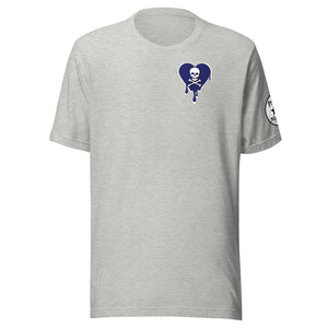 Skull navy heart drips chest  Unisex t-shirt