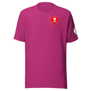 Skull Red Heart Drips chest Unisex t-shirt