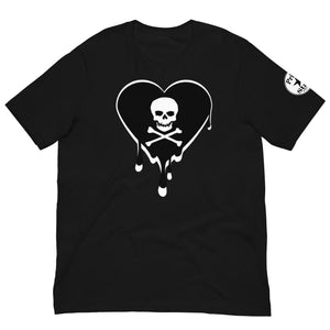 Skull Heart Drips BW Unisex t-shirt