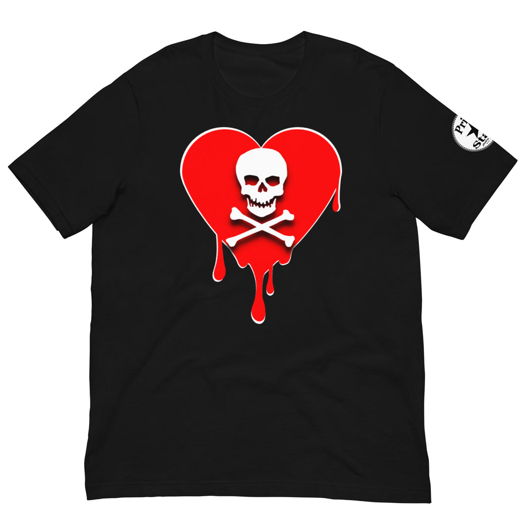 Skull Red Heart Drips Unisex t-shirt