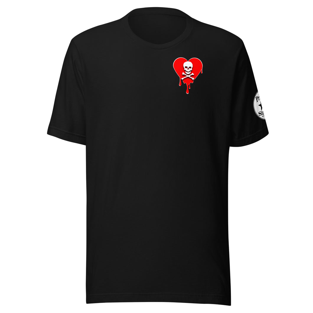 Skull Red Heart Drips chest Unisex t-shirt