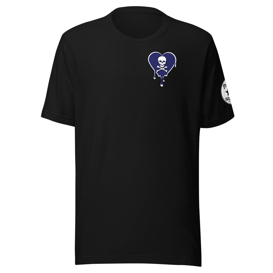 Skull navy heart drips chest  Unisex t-shirt