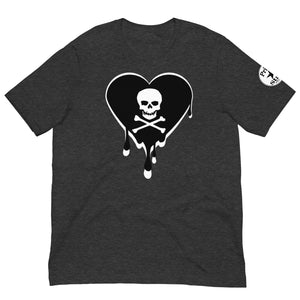 Skull Heart Drips BW Unisex t-shirt