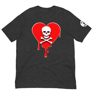 Skull Red Heart Drips Unisex t-shirt