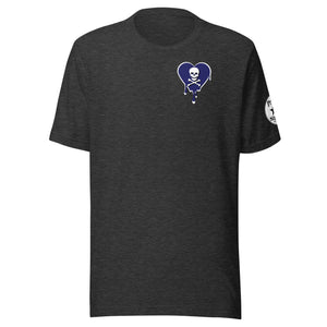 Skull navy heart drips chest  Unisex t-shirt