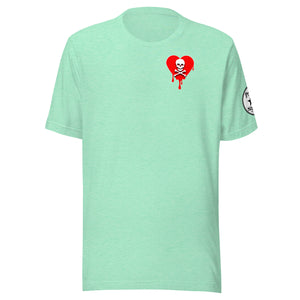Skull Red Heart Drips chest Unisex t-shirt