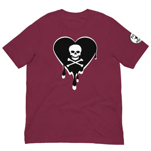 Skull Heart Drips BW Unisex t-shirt