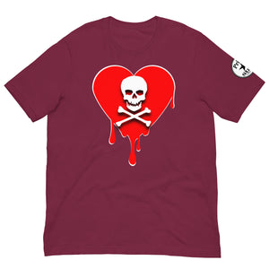 Skull Red Heart Drips Unisex t-shirt