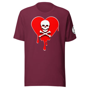 Skull Red Heart Drips Unisex t-shirt
