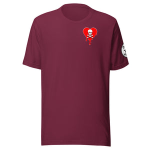 Skull Red Heart Drips chest Unisex t-shirt