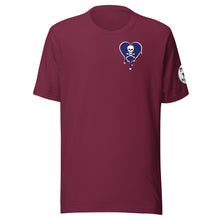 Load image into Gallery viewer, Skull navy heart drips chest  Unisex t-shirt
