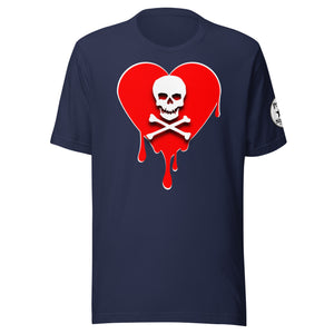 Skull Red Heart Drips Unisex t-shirt