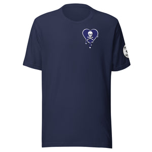 Skull navy heart drips chest  Unisex t-shirt