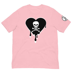 Skull Heart Drips BW Unisex t-shirt