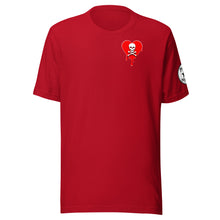 Load image into Gallery viewer, Skull Red Heart Drips chest Unisex t-shirt
