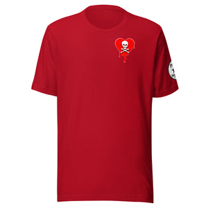 Skull Red Heart Drips chest Unisex t-shirt