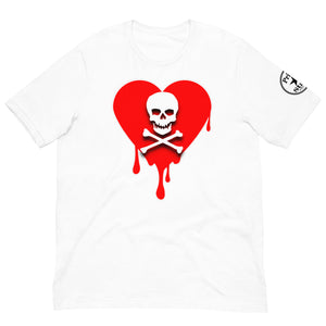 Skull Red Heart Drips Unisex t-shirt