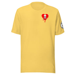 Skull Red Heart Drips chest Unisex t-shirt