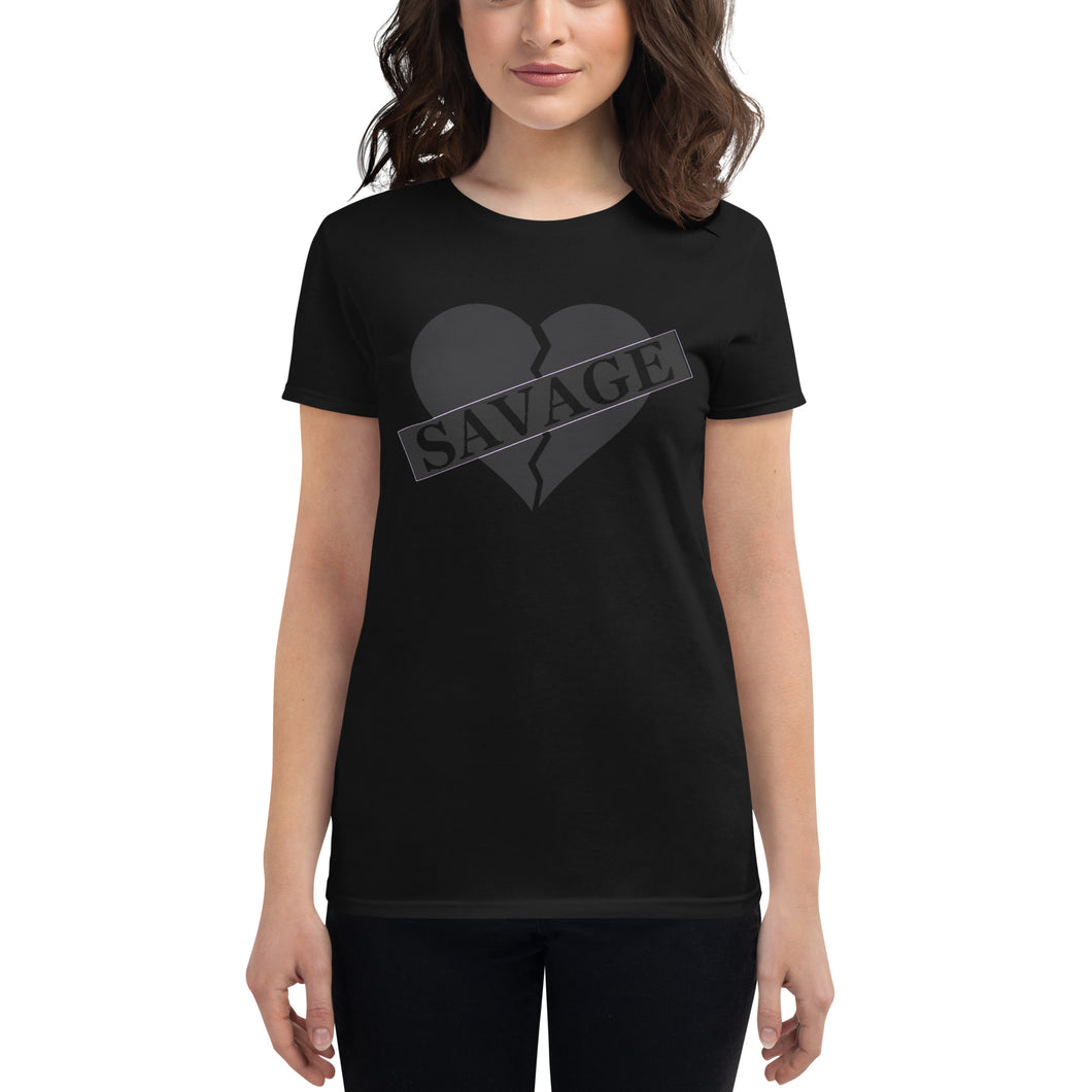 Broken Heart Savage BlackoutnWomen's short sleeve t-shirt